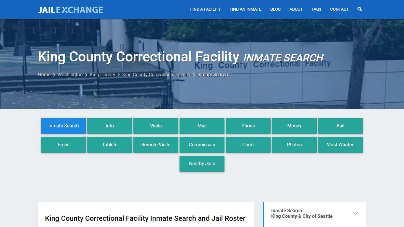 King County Correctional Facility Inmate Search - Jail Exchange